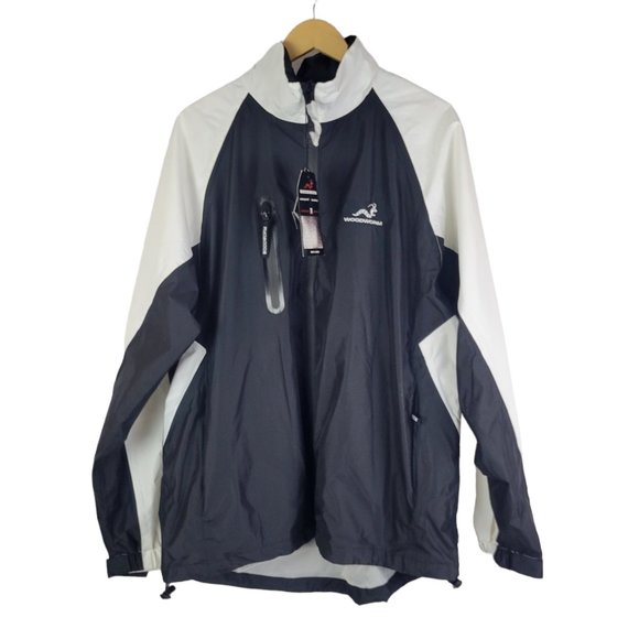 Woodworm Technical Stuff SwingDry Mens size L Windbreaker Jacket Black White NEW - Picture 1 of 12